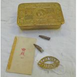 CHRISTMAS 1914 BRASS BOX, SCOTTISH HORSE BADGE,