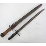 1917 AMERICAN P17 BAYONET WITH BLADE MARKED "US" AND 1917 WITH MODERN GRIP,