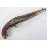 CONTINENTAL 14 BORE PERCUSSION MILITARY PISTOL 23CM LONG BARREL STAMPED 12..B.