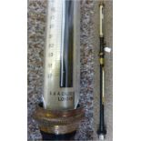 GIMBAL STICK BAROMETER, BRASS AND BLACK LACQUER BY S & A CALDERA,