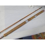 PEZON ET MICEL PARABOLIC GRILSE 10'6" # 8 2 PIECE CANE ROD MADE FOR FARLOWS IN A GREEN PEZON ET