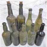 4 LATE 19TH OR EARLY 20TH CENTURY PORT/WINE BOTTLES AND 5 SMALLER BOTTLES -9-