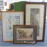 OAK FRAMED WATER COLOUR QUEENS HOTEL STONEHAVEN SIGNED G PETRIE FRAMED PICTURE OF STONEHAVEN