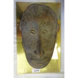 AFRICAN HARDWOOD MASK WITH COWRIE SHELL EYES, CARVED MOUTH,