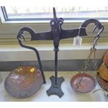 WROUGHT IRON BEAM SCALES WITH COPPER BOWLS