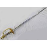 A 19TH CENTURY REGULATION GERMAN INFANTRY OFFICERS SWORD WITH ETCHED DECORATED BLADE,