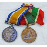 A PAIR OF FIRST WORLD WAR MEDALS, BRITISH WAR MEDAL AND THE MERCANTILE MARINE WAR MEDAL - TO ADAM G.