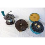 TWO BAKELITE FISHING REELS AND ONE OTHER