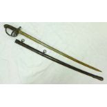 VICTORIAN 1845 PATTERN INFANTRY OFFICER'S SWORD SINGLE EDGE ETCHED FULLERED WITH 41ST MIDDLESEX