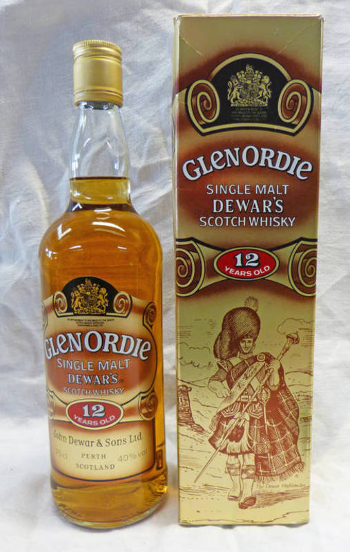 1 BOTTLE GLENORDIE 12 YEAR OLD SINGLE MALT WHISKY - 75CL, 40% VOLUME,