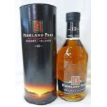 1 BOTTLE HIGHLAND PARK 12 YEAR OLD SINGLE MALT WHISKY 70CL, 40% VOLUME IN TUBE.