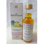 1 BOTTLE MACALLAN 26 YEAR OLD SINGLE MALT WHISKY MINIATURE DISTILLED 1966, 43% VOLUME 5CL,