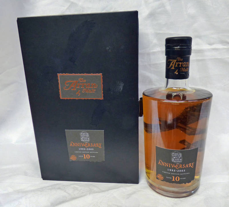 1 BOTTLE ARRAN ANNIVERSARY 10 YEAR OLD SINGLE MALT WHISKY, DISTILLED 1995 - 70CL,