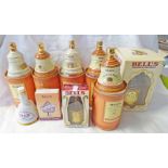 VARIOUS BELL'S WHISKY MINIATURE DECANTERS ETC (8)