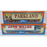 TWO TECKNO 1:50 SCALE MODEL HGVS INCLUDING JOHN MILLER TRANSPORT TOGETHER WITH PARKLAND