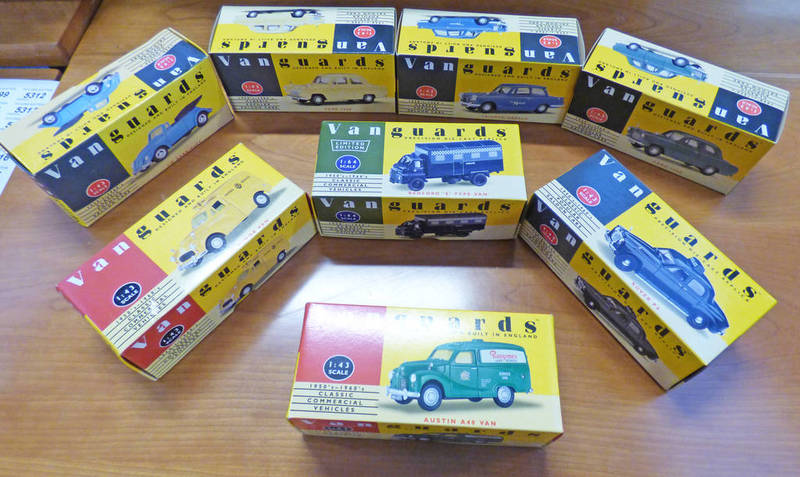 SELECTION OF EIGHT VANGUARD 1:43 SCALE MODEL VEHICLES INCLUDING VW CABRIOLET,