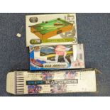 RADIO CONTROLLED BOAT TOGETHER WITH TABLE TOP POOL TABLE ETC.