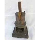 LIVE STEAM STATIONARY ENGINE ON WOODEN BASE.