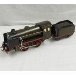 MARKLIN O GAUGE CLOCKWORK 0-4-0 STEAM LOCOMOTIVE AND TENDER