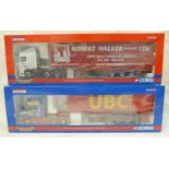 TWO CORGI 1:50 SCALE MODEL HGVS INCLUDING CC13226 - DAF XF SPACE CAB STEP FRAME CURTAINSIDE,