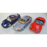 THREE 1:18 SCALE MODEL PORSCHE CARS FROM MAISTO, BURAGO INCLUDING 996 TURBO,