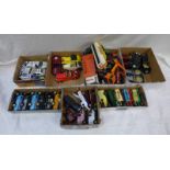 SELECTION OF PLAY WORN CORGI, BURGAO, LLEDO MODEL VEHICLES INCLUDING RALLY CARS, TRUCKS, VANS ETC.