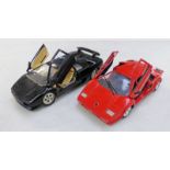 TWO 1:18 SCALE MODEL CARS FROM BURAGO AND POLISTILL/TONKA INCLUDING LAMBORGHINI DIABLO AND