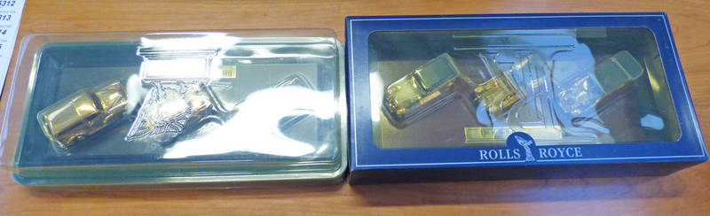 TWO LLEDO LIMITED EDITION 24-CARAT PLATED MODEL VEHICLES INCLUDING BRITISH MOTORING CLASSICS OF THE