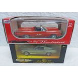 TWO 1:18 SCALE MODEL VEHICLES INCLUDING 1967 MUSTANG GT TOGETHER WITH 1966 FORD THUNDERBIRD.