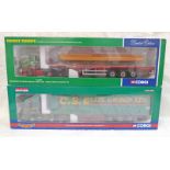 TWO CORGI 1:50 SCALE MODEL HGVS INCLUDING CC13703 - SCANIA R SERIES HIGH ROOF CURTAINSIDE,