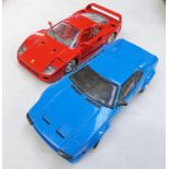 TWO 1:18 SCALE MODEL CARS FROM HOTWHEELS & POLISTILL/TONKA DETOMASO PANTERA AND FERRARI F40