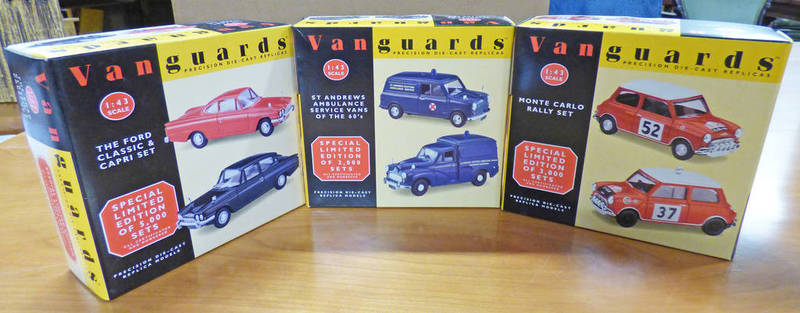 THREE VANGUARD 1:43 SCALE MODEL VEHICLES SETS INCLUDING MONTE CARLO RALLY SET,