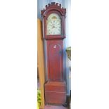 OAK CASED LONG CASE CLOCK WITH PAINTED DIAL