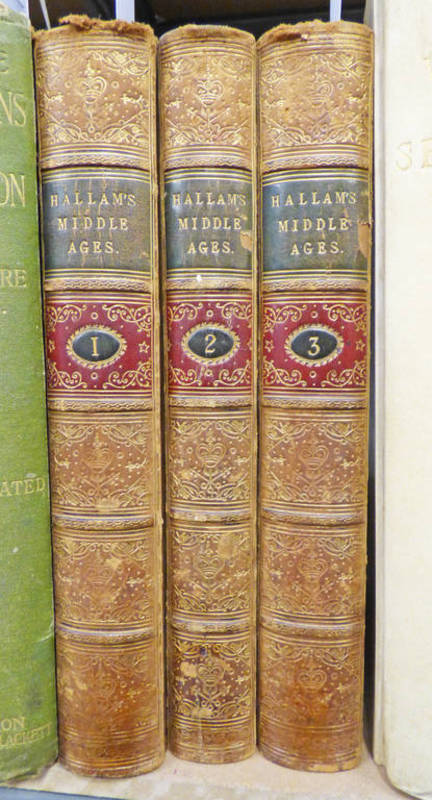 VIEW OF THE STATE OF EUROPE DURING THE MIDDLE AGES BY HENRY HALLAM, IN 3 VOLUMES,