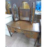 20TH CENTURY INLAID MAHOGANY DRESSING TABLE WITH 5 DRAWERS ON SQUARE TAPERED SUPPORTS