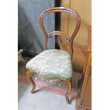 19TH CENTURY WALNUT HAND CHAIR WITH CABRIOLE SUPPORTS