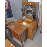 WALNUT WARDROBE, OAK DRESSING TABLE, OAK CHEST, WALNUT DRESSING TABLE.