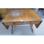 20TH CENTURY MAHOGANY TABLE WITH 2 DROP LEAVES