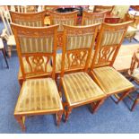 SET OF 6 EARLY 20TH CENTURY OAK DINING CHAIRS WITH CARVED DECORATION & SQUARE SUPPORTS