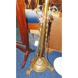 EARLY 20TH CENTURY RISE & FALL BRASS STANDARD LAMP ON LIONS PAW FEET