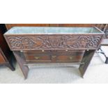 LATE 19TH CENTURY OAK PLANT TROUGH WITH DECORATIVE CARVING 97 X 80