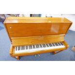 OAK CASED UPRIGHT OVERSTRUNG PIANO BY WINDOVER - 136CM WIDE