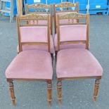 SET OF 4 LATE 19TH CENTURY WALNUT DINING CHAIRS WITH DECORATIVE CARVED BACKS