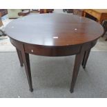 PAIR MAHOGANY HALF MOON SIDE TABLES