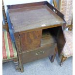 EARLY 19TH CENTURY MAHOGANY TRAY TOP BEDSIDE CABINET WITH 2 PANEL DOORS OVER DRAWER ON SQUARE