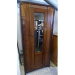 20TH CENTURY OAK MIRROR DOOR WARDROBE