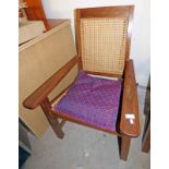 EARLY 20TH CENTURY PLANTERS HARDWOOD ARMCHAIR WITH BERGERE SEAT & BACK