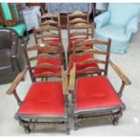 SET OF 6 20TH CENTURY OAK DINING CHAIRS INCLUDING 2 ARMCHAIRS ON TURNED SUPPORTS