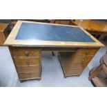 EARLY 20TH CENTURY OAK TWIN PEDESTAL DESK WITH 8 DRAWERS