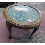 CIRCULAR COFFEE TABLE ON QUEEN ANNE SUPPORTS WITH TAPESTRY INSET TOP